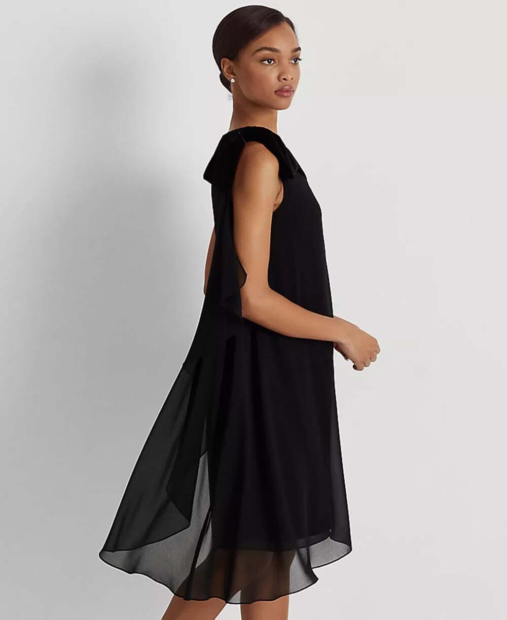 NEW! Lauren Ralph Lauren Women's 12 Chiffon One Shoulder Dress NWT $175 - Picture 3 of 4